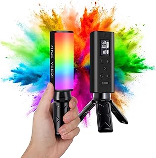 RGB Video Light Kit with Tripod, NiceVeedi Handheld Magentic 360° Full Color Light Bar with Shoe Mount & 2000mAh Battery, 2500-9000K Rechargeable Tube Light for Video Recording TikTok YouTube