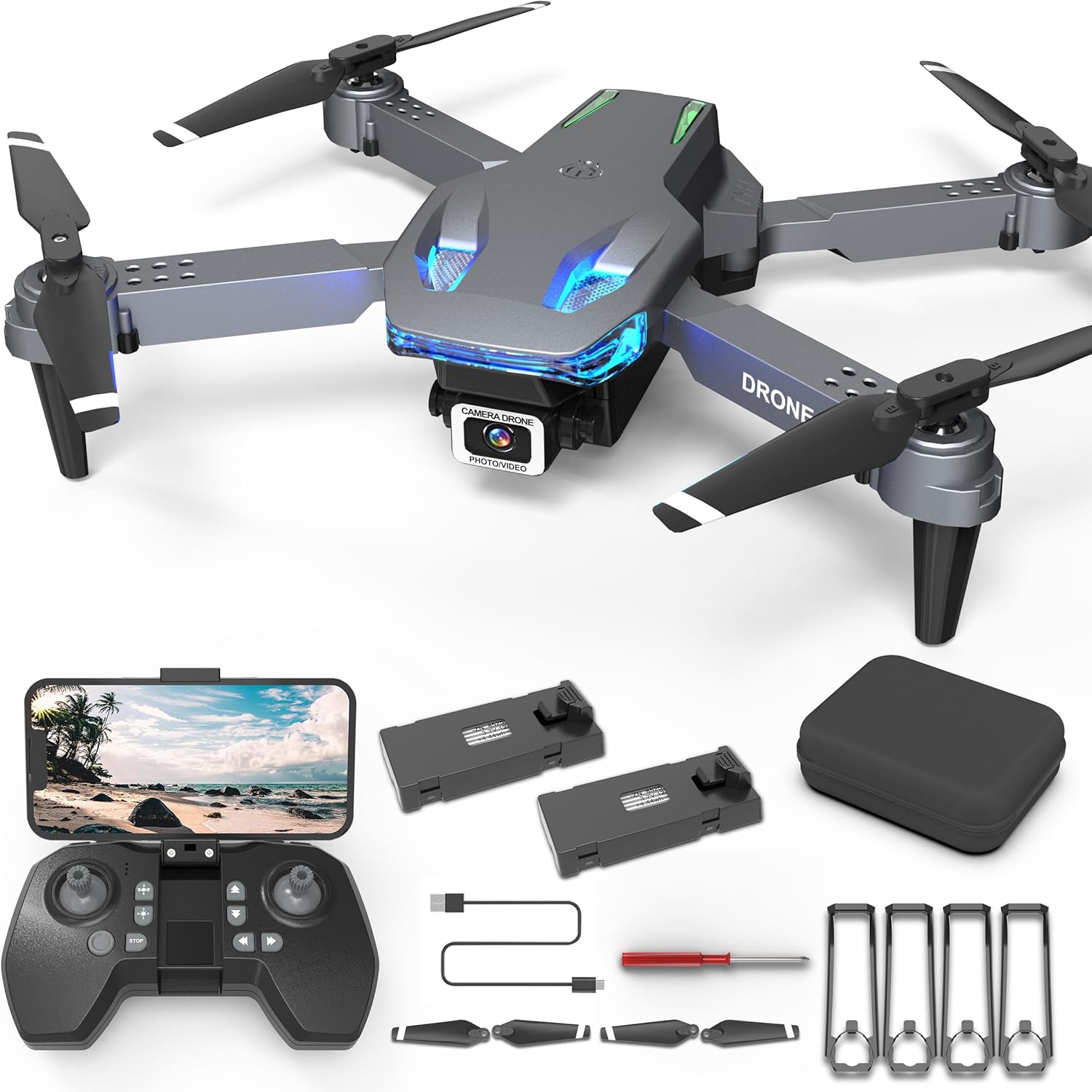 Wipkviey Drone with Camera - Drones for Adults 1080P HD RC quadcopter, With WiFi Video, Altitude Hold, Gesture Selfy, Headless Mode, 3D Flip, One Key Take Off/Landing for Beginners - T28-0