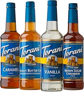 Torani Syrup Variety Packs, Sugar Free Coffee Favorites, 25.4 fl oz Bottle (Pack of 4)