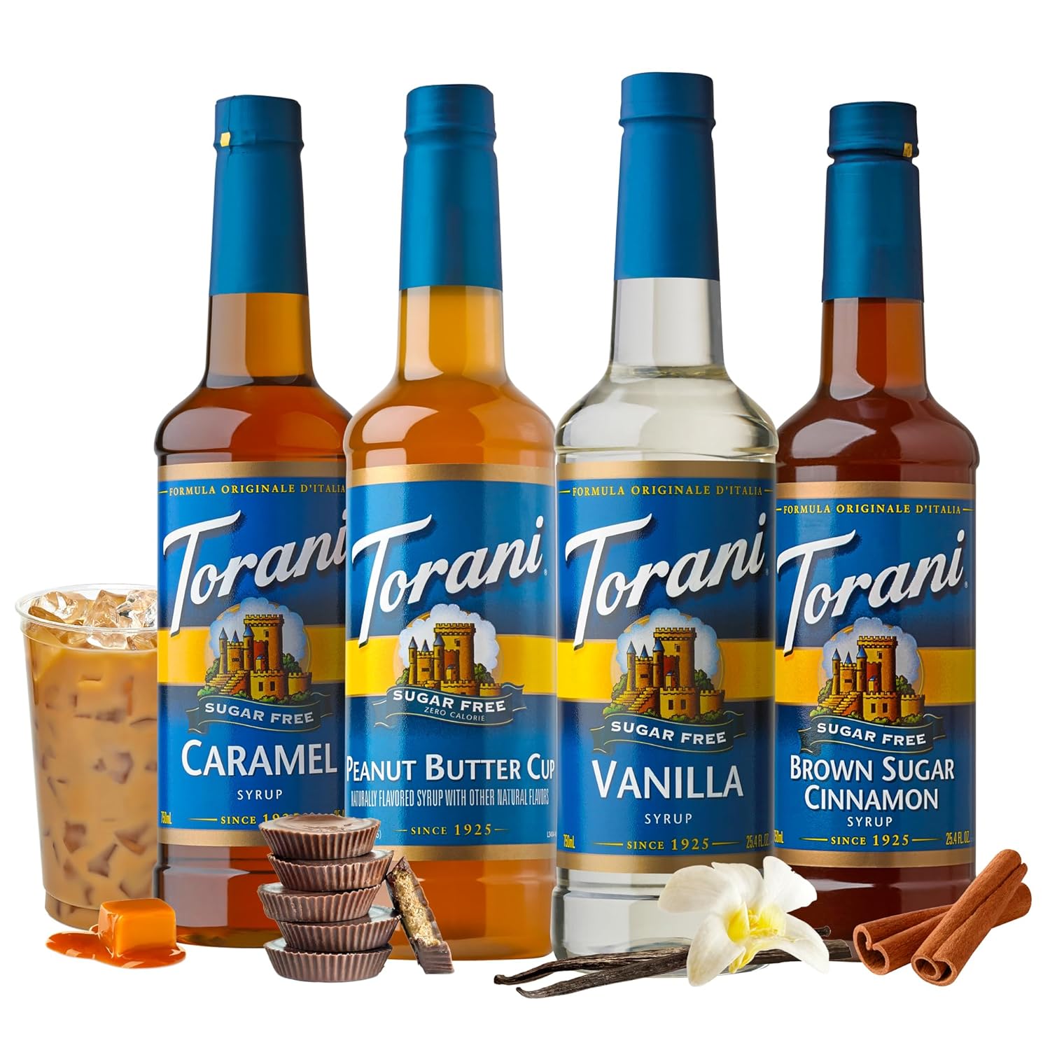 Torani Syrup Variety Packs, Sugar Free Coffee Favorites, 25.4 fl oz Bottle (Pack of 4)-1