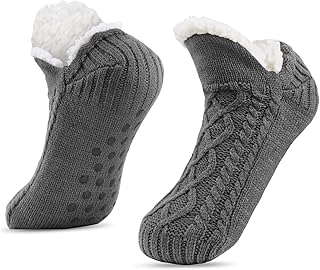 SIMIYA Men's Winter Slipper Socks with Grippers – Warm, Fuzzy, Fleece-Lined, Non-Slip, Cozy & Thick for Cold Weather Comfort