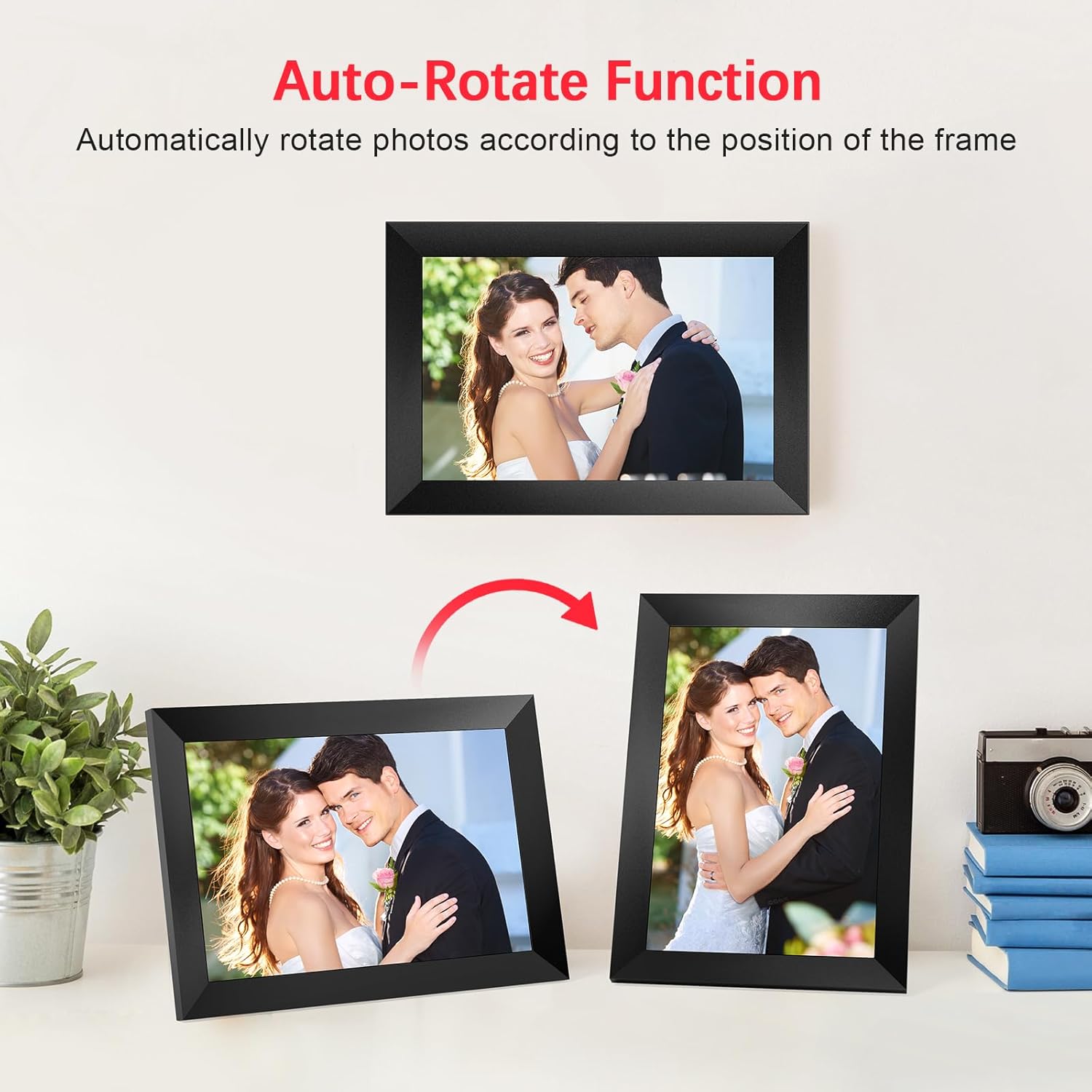 Frameo Digital Picture Frame WiFi, Electronic Digital Photo Frame 10.1 Inch, 1280x800 IPS LCD Touch Screen, Auto-Rotate Wall Mountable, Built-in 16GB Storage, Share Photos from Anywhere-3