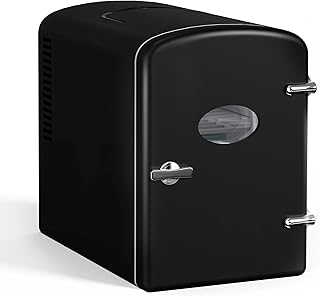 Simple Deluxe 6L Portable Mini Fridge with Observation Window, Warmer and Cooler 9 Cans Compact Refrigerator, 100% Freon-Free & Eco Friendly, 6 L, Black