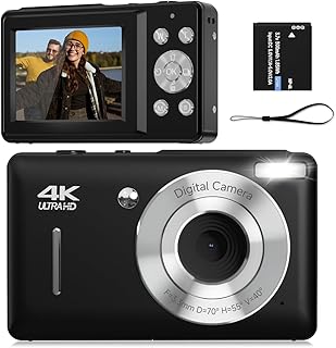 Digital Camera for Kids, FHD 1080P 44MP Point and Shoot Digital Camera with Face Detect, Smile Capture, 18X Zoom, 20 Filters, Anti Shake, Blcak Compact Vintage Camera for Teens Kids Boys Girls