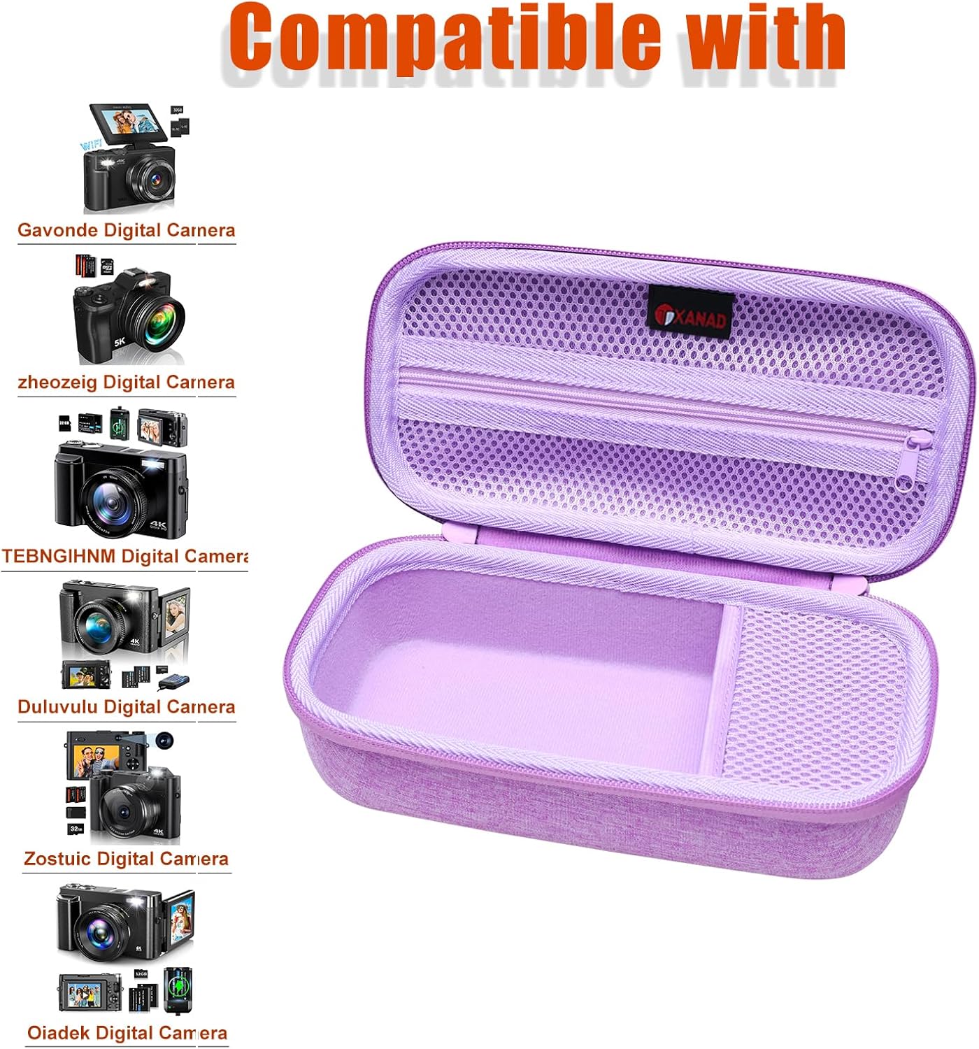 XANAD Digital Camera Case for Gavonde/Duluvulu/Oiadek/Femivo/VETEK/IWEUKJLO/VJIANGER/WIKICO/Saneen/OIEXI 4K 48MP Vlogging Camera and Other Accessories, with Shoulder Strap (Purple)-1