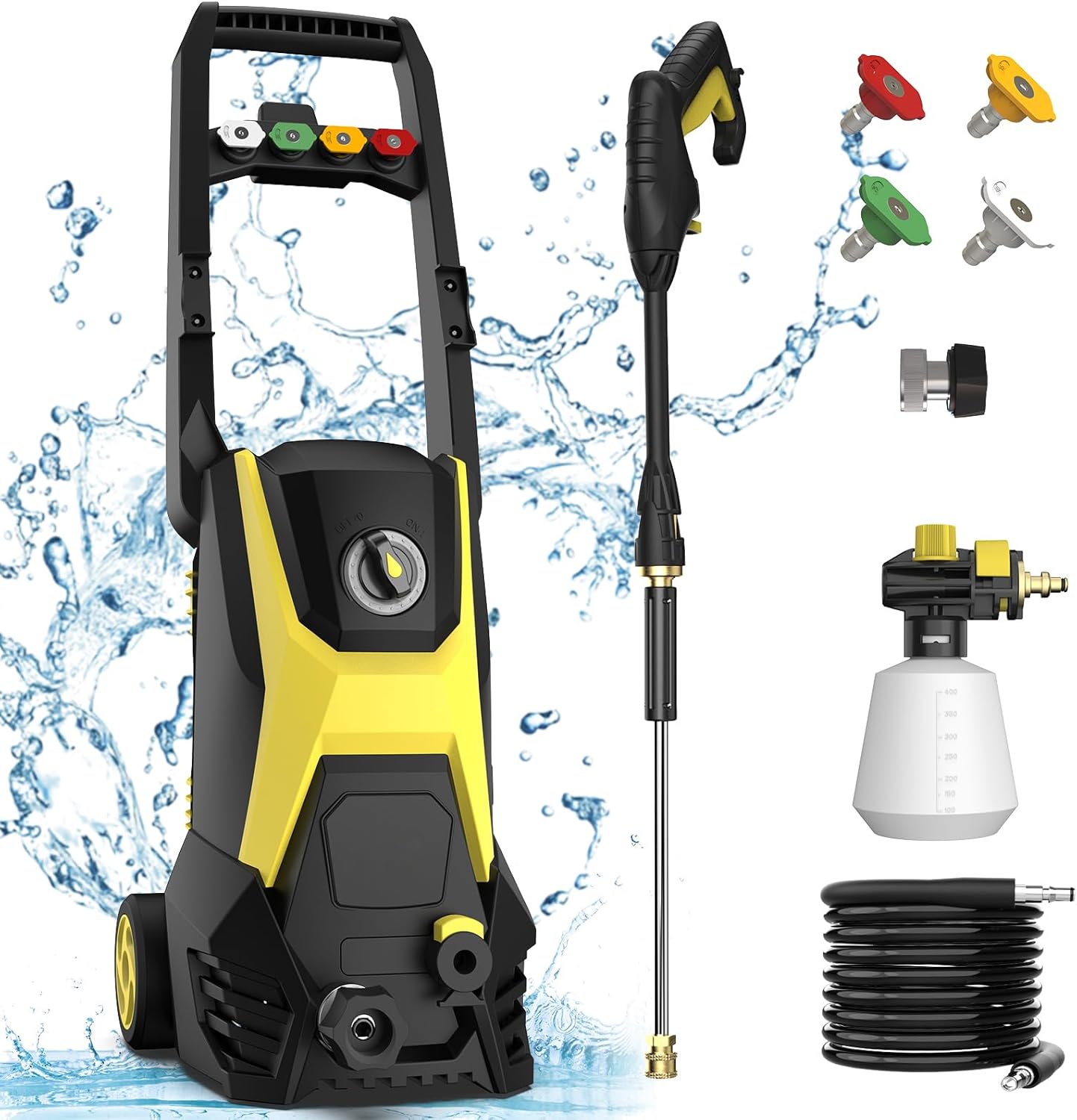 Electric Pressure Washer - 4200PSI Electric Power Washer with 20FT Hose, 35FT Power Cord, 4 Nozzles, High Pressure Washer for Cars, Fences, Patios, Driveways-0