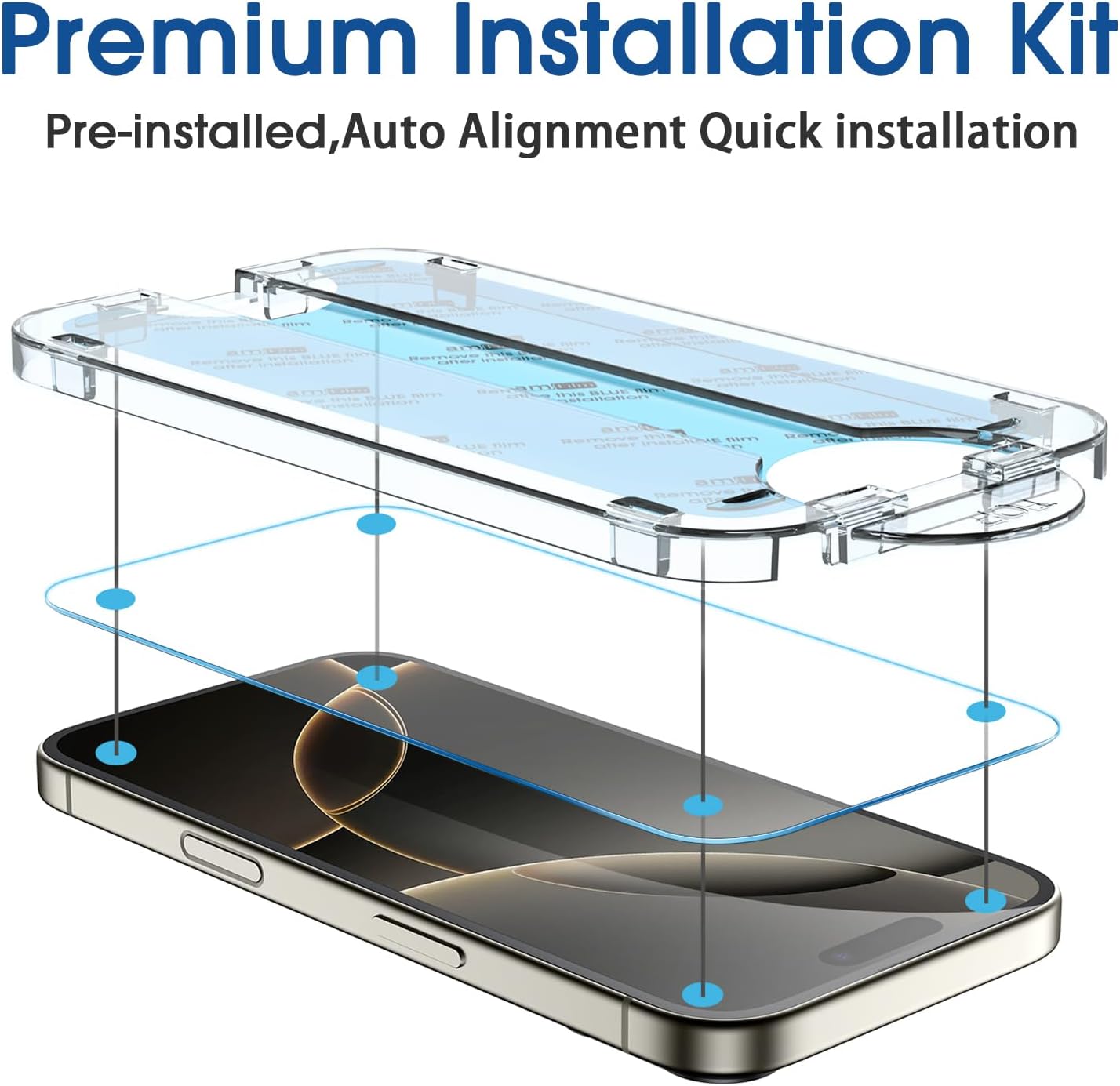 amFilm Auto-Alignment OneTouch for iPhone 16 Pro [6.3''] Screen Protector + Camera Lens Protector, Tempered Glass, 30 seconds Installation, Bubble Free, Case Friendly, Anti-Scratch [2+2 Pack]-2