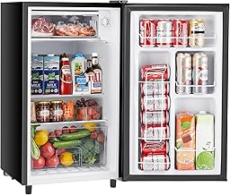 Sweetcrispy 3.2 Cu.Ft Mini Fridge with Freezer Small Refrigerator Single Door Adjustable Thermostat Energy-efficient Low Noise, Compact Fridge for Bedroom, Office, Dorm (Black)