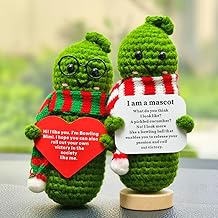 Handmade Emotional Support Pickled Doll Car Dashboard Accessories, Positive Crochet Cucumber Cute Car Decor Funny for Women Coworker (2 Pcs)