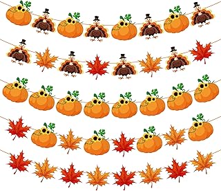 OHOME Thanksgiving Decorations - 40 Pack Thanksgiving Garland | Thanksgiving Decorations Indoor Outdoor,Friendsgiving Backdrop - Thanksgiving Banner | Thanksgiving Wreaths for Front Door Centerpiece