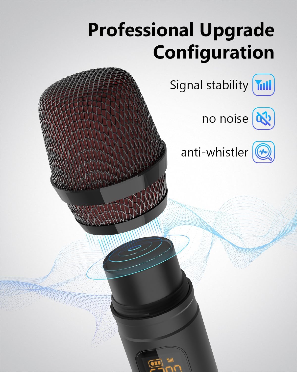 Wireless Microphones, UHF Metal Dual Handheld Cordless Dynamic Mic System with Rechargeable Receiver,1/4 "Output with 1/8" Output,for Karaoke Singing, Wedding, DJ, Party, Speech, Church,240ft-2