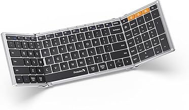 ProtoArc Foldable Bluetooth Keyboard, XK01 Folding Wireless Portable Keyboard with Numeric Keypad, Full-Size Travel Keyboard for iPad Tablet Smartphone Laptop PC Windows iOS Android, Black Silver