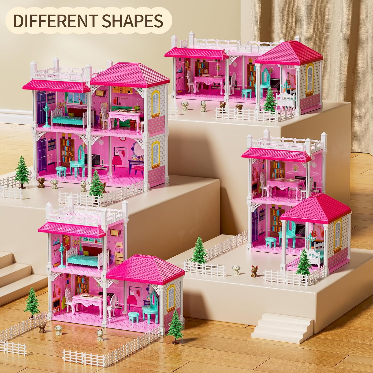 Dolls House for Girls 3-12 - 12 Rooms Dolls Home with 2 Dolls Toy, Plays House Toys Accessories and Furniture, Outdoor Girls Play Set, Outdoor Play for Kids, Girls Toys, Gift Toy 3-6-2