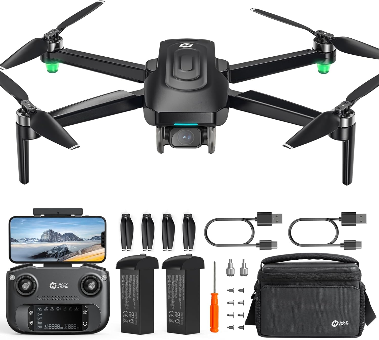 Holy Stone GPS Drone with 4K EIS Camera for Adults, HS175G 249g Foldable RC Quadcopter with Auto Return, Follow Me, 60 Mins Flight Time, Battery Fast Charge, Headless Mode, Upgraded HS175D-0