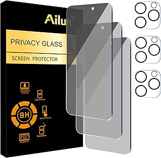 Ailun 3Pack Privacy Screen Protector for iPhone 16 Pro Max [6.9 inch]+3Pack Camera Lens Protector,Dynamic Island Compatible,Anti Spy Tempered Glass[9H Hardness]-HD [6 Pack]