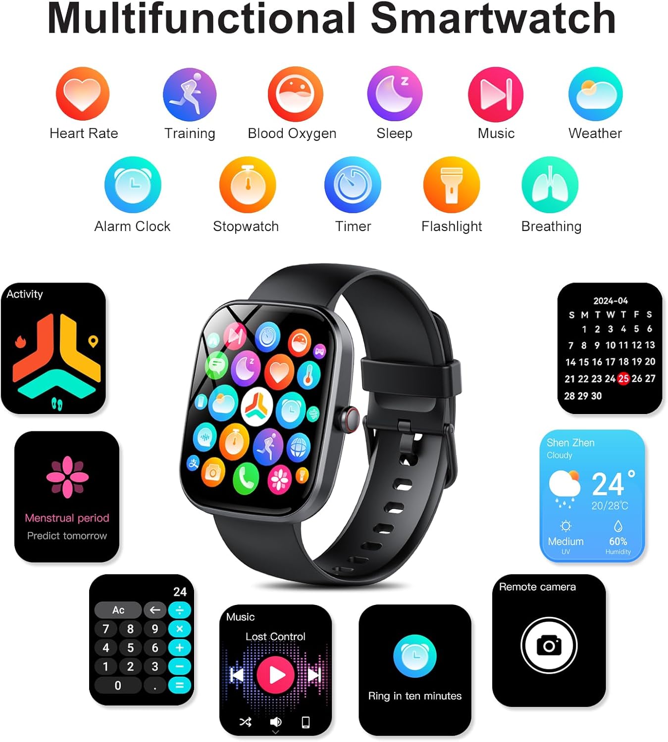 Smart Watch for Men/Women with Call/Text Reminder, 1.91" HD Touch Screen Fitness Watch with 113+ Sport Mode, Activity Tracker Heart Rate/Sleep/Spo2/Steps/Calories Monitor, Smartwatch for Android iOS-5