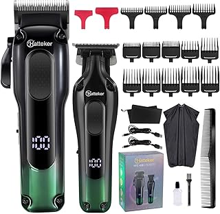 Hatteker Professional Hair Clippers for Men, Cordless Clippers and Trimmers Set, Barber Clippers Set, Rechargeable Beard Trimmer