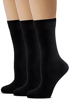 Womens Dress Socks, Bamboo Rayon Thin Soft Crew Socks for Business, Trouser, Casual, Non-Binding Breathable 3 Pair