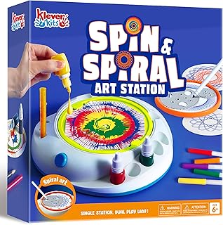 Klever Kits Paint Spin Art for Kids, Machine Kit, Arts & Crafts for Boys and Girls, Art Craft Set Gifts for 6-9 Year Kid, Painting Spinner Toys Kits Sets for Boys & Girls