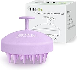 HEETA Scalp Scrubber Shampoo Brush, Scalp Care Massager Tool for Hair Growth, with Soft Silicone Bristles for Dandruff Removal Wet Dry Hair Women Men Kids Pets, Fit All Hair Types, Purple