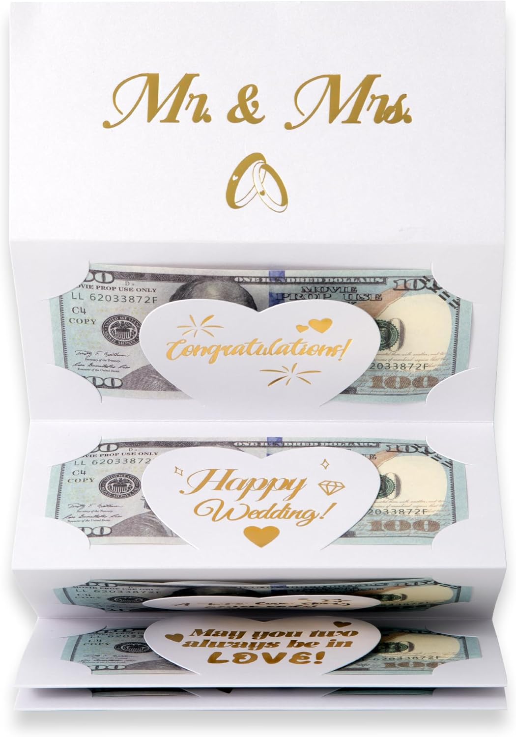 HOMANGA Wedding Money Envelope for Cash Gifts, Wedding Money Holder, Surprise Wedding Gifts for Bride and Groom, Wedding Money Card (Mr. & Mrs.)-0