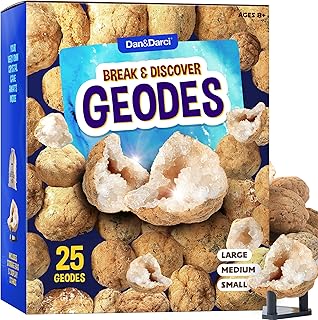 Break & Discover Geodes Kit for Kids - White Moroccan Geode for Kids Break Open - Science Kits for Kids Ages 8-12, 8-10, 12-14 Age - Geode Kit Cool Discovery Toys - Science Kit Gifts