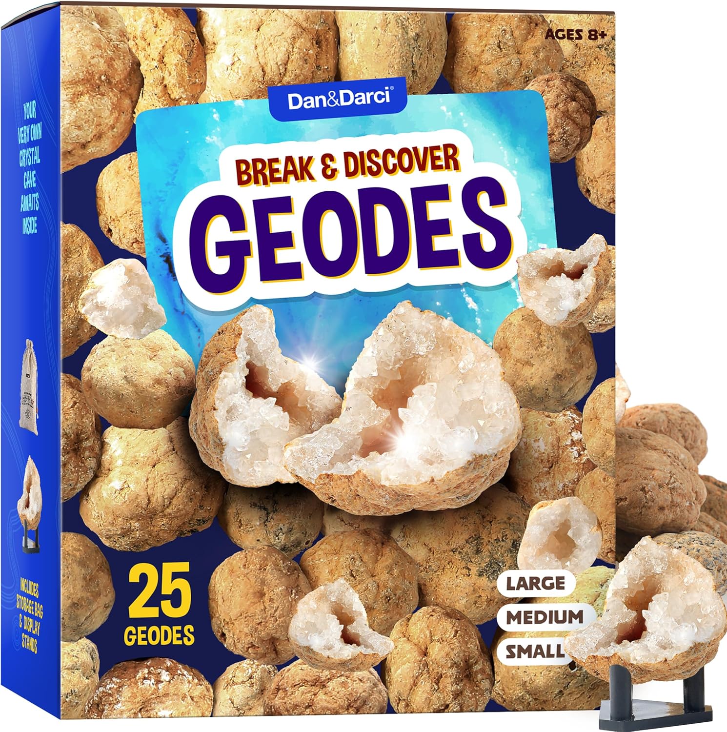 Break & Discover Geodes Kit for Kids - White Moroccan Geode for Kids Break Open - Science Kits for Kids Ages 8-12, 8-10, 12-14 Age - Geode Kit Cool Discovery Toys - Science Kit Gifts-0