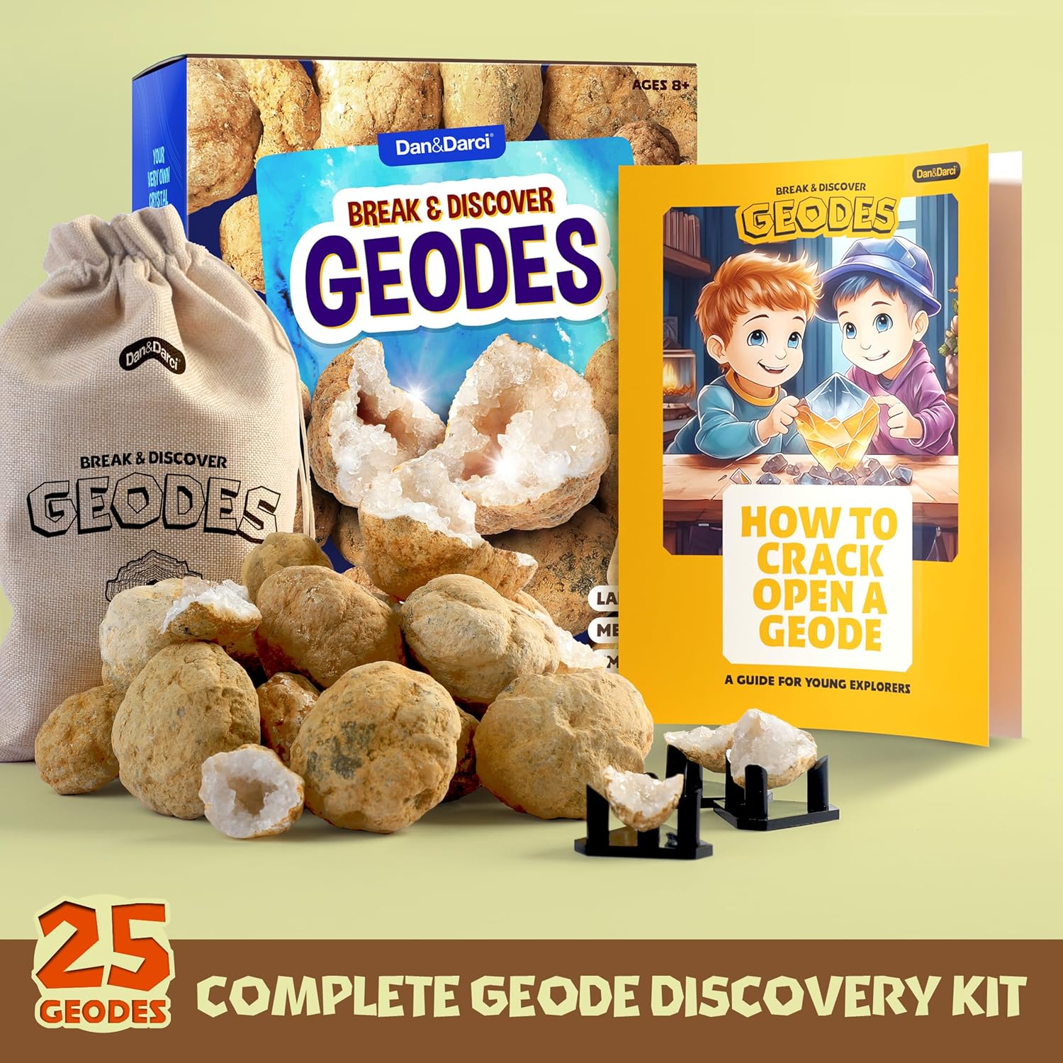 Break & Discover Geodes Kit for Kids - White Moroccan Geode for Kids Break Open - Science Kits for Kids Ages 8-12, 8-10, 12-14 Age - Geode Kit Cool Discovery Toys - Science Kit Gifts-1