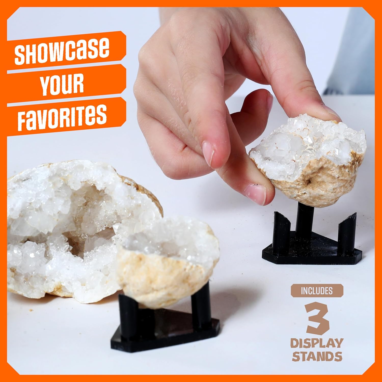 Break & Discover Geodes Kit for Kids - White Moroccan Geode for Kids Break Open - Science Kits for Kids Ages 8-12, 8-10, 12-14 Age - Geode Kit Cool Discovery Toys - Science Kit Gifts-3