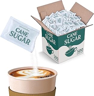 Bulk Sugar Packets, 500 Count - Individual Servings of White Sugar Packets for Coffee and Tea, Granulated Sugar Packs Great for Restaurants, Coffee Shops, Offices, Schools, and More