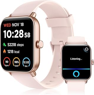 Tensky Smart Watch for Women/Men Android & iOS, Alexa Built-in, 1.8" Fitness Tracker with Answer/Make Call, IP68 Waterproof/SpO2/Heart Rate/Sleep/Monitor Pedometer, Activity Tracker for 100 Sport Mode