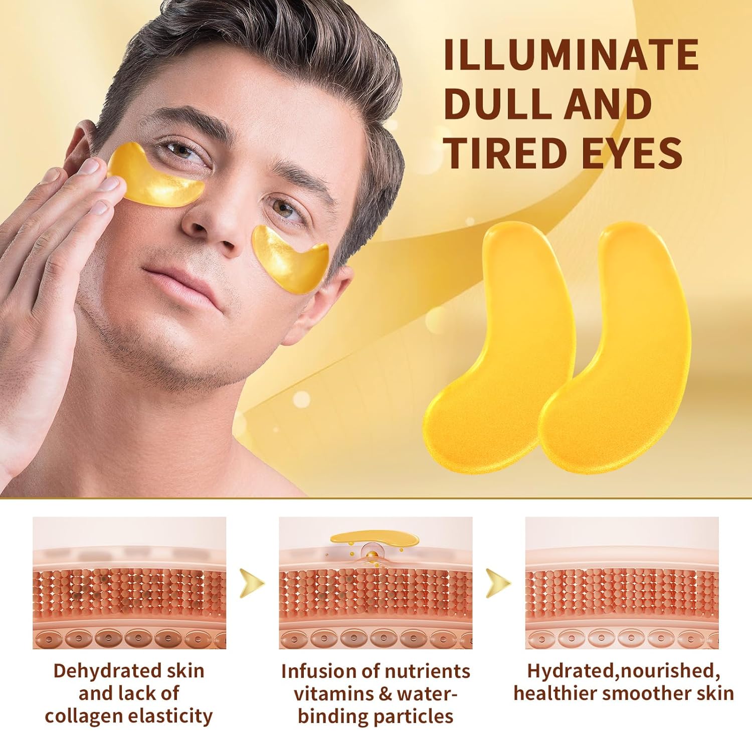 20Pairs/40Pcs 24K Gold Eye Patches, Collagen Eye Masks for Dark Circles and Eye Bags, Smooth Wrinkles & Puffy Eyes, Moisturizing Eye Skin, Skincare Eye Treatment, Beauty & Personal Care-3