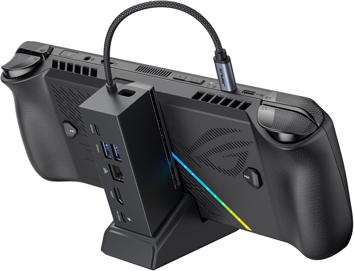 JSAUX Docking Station for ROG Ally X/ROG Ally/Steam Deck/Legion Go, 6-in-1 ROG Ally X Dock with HDMI 4K@120Hz, Gigabit Ethernet, Dual USB-A 3.2 Gen 1, USB-C 3.2 Gen 1 and PD 100W Charging - HB0609-0