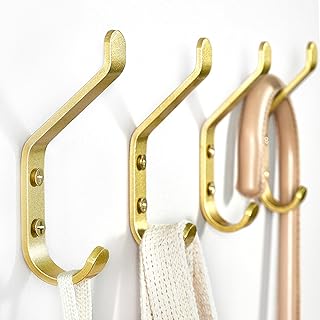 Coat Hooks Wall Mount for Hanging: 20LB Sturdy Hanger for Backpack, Towel, Bag, for Closet, Bathroom, Door, Mushroom, Stainless Gold 4 Pack, 3.75"