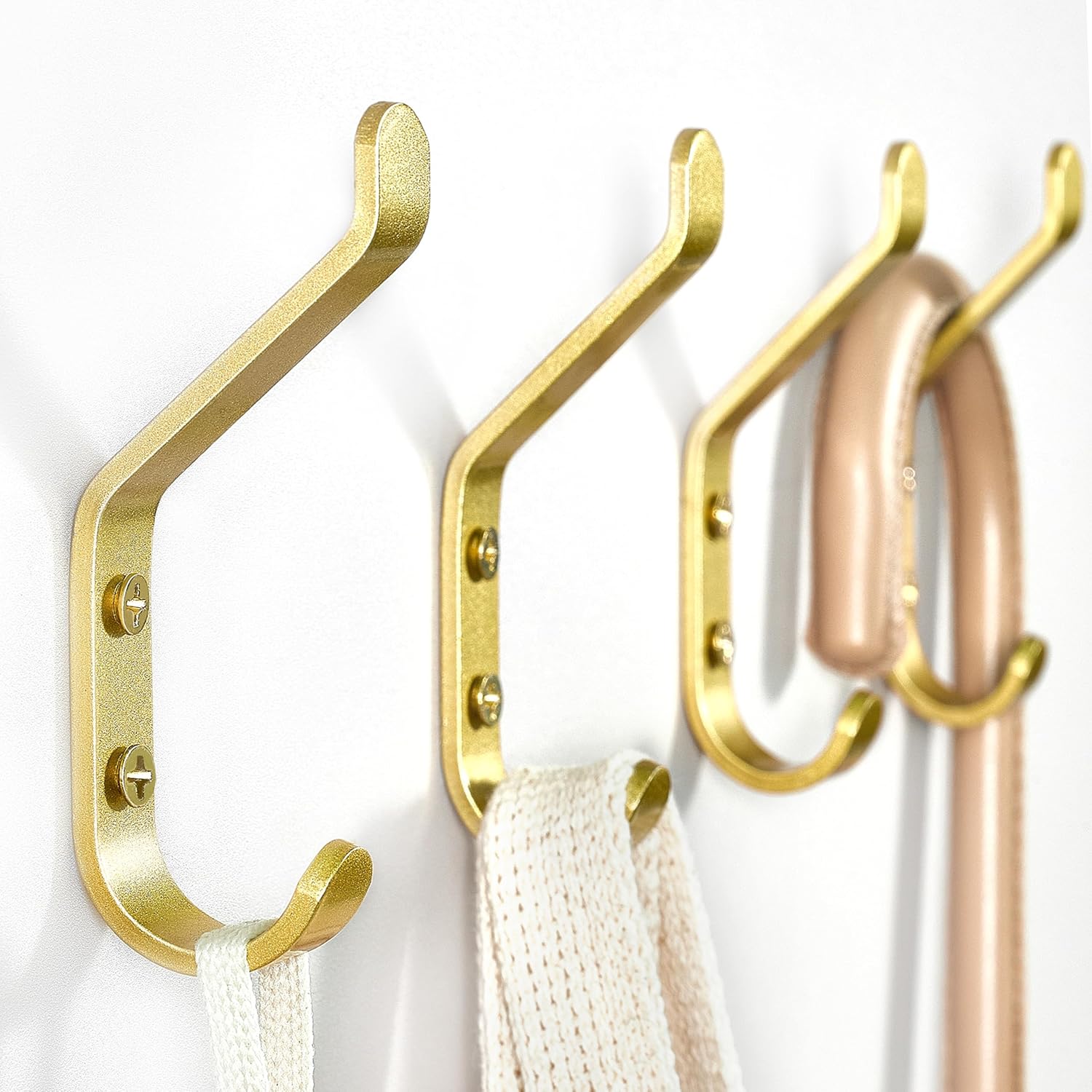 Coat Hooks Wall Mount for Hanging: 20LB Sturdy Hanger for Backpack, Towel, Bag, for Closet, Bathroom, Door, Mushroom, Stainless Gold 4 Pack, 3.75"-0