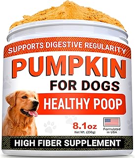 STRELLALAB Pumpkin for Dogs - High Fiber Powder Supplement - Stool Consistency and Softener - Digestion Support - Made in USA - 8oz Unflavored