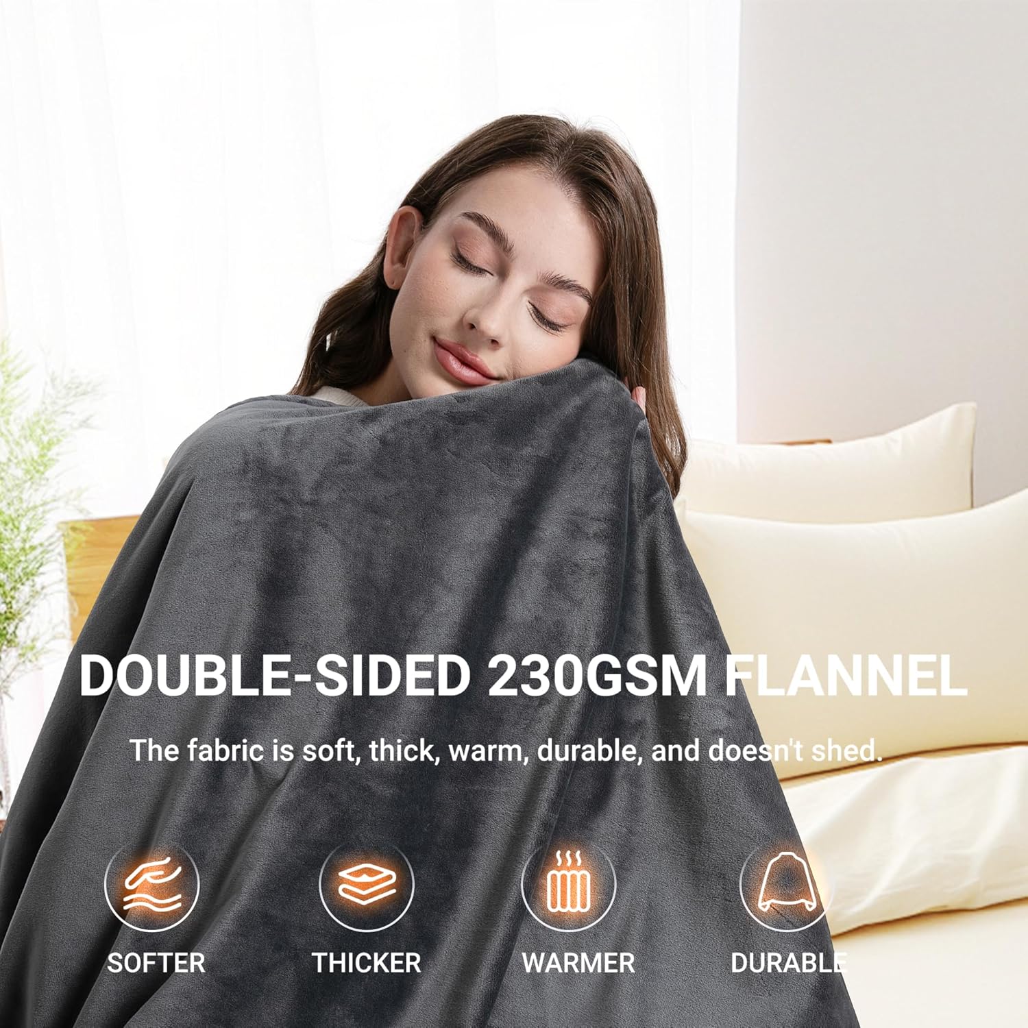 Heated Blanket with 20000mAh Power Bank, 58"X35" Dual-Sided Crystal Velvet, Rapid Heating, 3 Temps, Portable Cordless Heated Throw Shawl for Indoor & Outdoor Comfort, (Dark Gray)-1