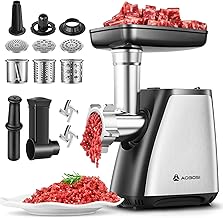 AAOBOSI Meat Grinder, 4-In-1 Meat Grinder Electric [2800W Max] with 3 Slice, Shred Blades,2 Blades,4 Plates,Sausage Stuffer,Kubbe Kit, for Home Kitchen Use, Stainless Steel