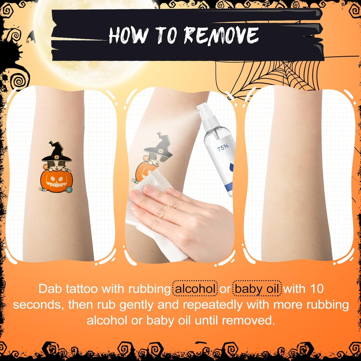 204 PCS Glow Halloween Temporary Tattoos for Kids, Individually Wrapped Sheets Kids Fake Tattoos, Luminous Pumpkin/Candy/Ghost Tattoo Stickers-5