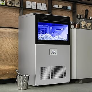 YITAHOME 200 LBS Commercial Ice Maker Machine Under Counter, Large Free Standing Ice Maker Undercounter for Home Bar Restaurants Bar with 48LBS Storage Bin Stainless Steel Ice Scoop Ice Bucket