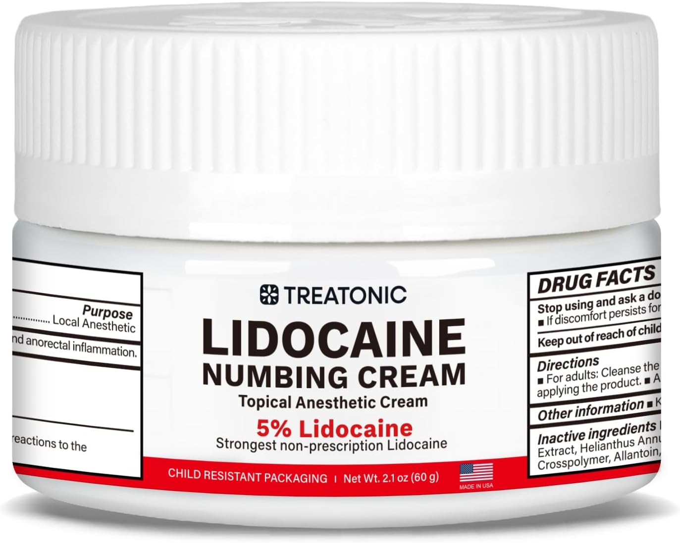 Lidocaine Tattoo Numbing Cream: Painless 5% Lidocaine Tattoo Numbing Cream for Tattoos- Topical Anesthetic Numb Maximum Strength for Tattoo, Piercing, Injection, Waxing, Microneedling - 2.1 oz/60 g-0