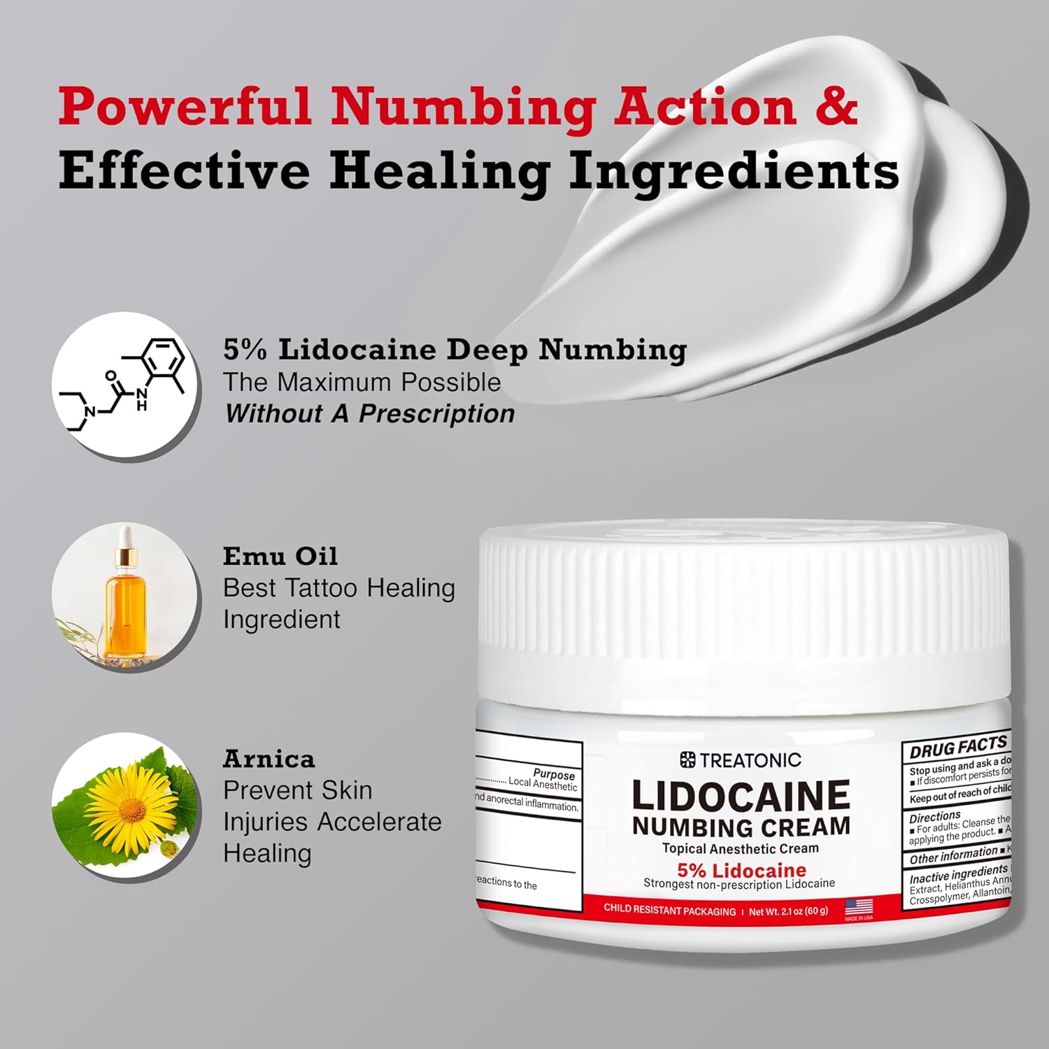 Lidocaine Tattoo Numbing Cream: Painless 5% Lidocaine Tattoo Numbing Cream for Tattoos- Topical Anesthetic Numb Maximum Strength for Tattoo, Piercing, Injection, Waxing, Microneedling - 2.1 oz/60 g-3