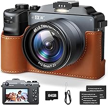 Digital Camera Autofocus 64MP Vlog Camera for YouTube, 3.0'' Screen Point and Shoot 4K Camera with 18X Zoom Dual Lens Selfie Camera for Beginner Photographer, 64GB Card, 2 Batteries, Protective Case