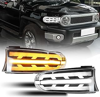 Upgrade Full LED Driver and Passenger DRL Turn Signal Light Front Headlight Compatible with Toyota FJ Cruiser 2007-2021 Daytime Running Light Amber Sequential Light