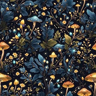 REDAMANCY Blue/Yellow Glittery Mushroom Forest Peel and Stick Wallpaper Stick on Contact Paper Vintage Wall Paper Easy Peel Off for nightstand Drawer Cabinet Renter