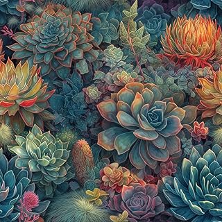 REDAMANCY Colorful Succulent Plants Flowers Garden Green/Red/Yellow Peel and Stick Wallpaper Stick on Contact Paper Vintage Wall Paper Easy Peel Off for nightstand Drawer Cabinet Renter