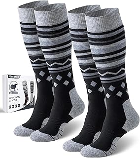 Merino Wool Ski Socks for Men Women, Thick Knee High Thermal Winter Snowboarding Socks with Exquisite Box