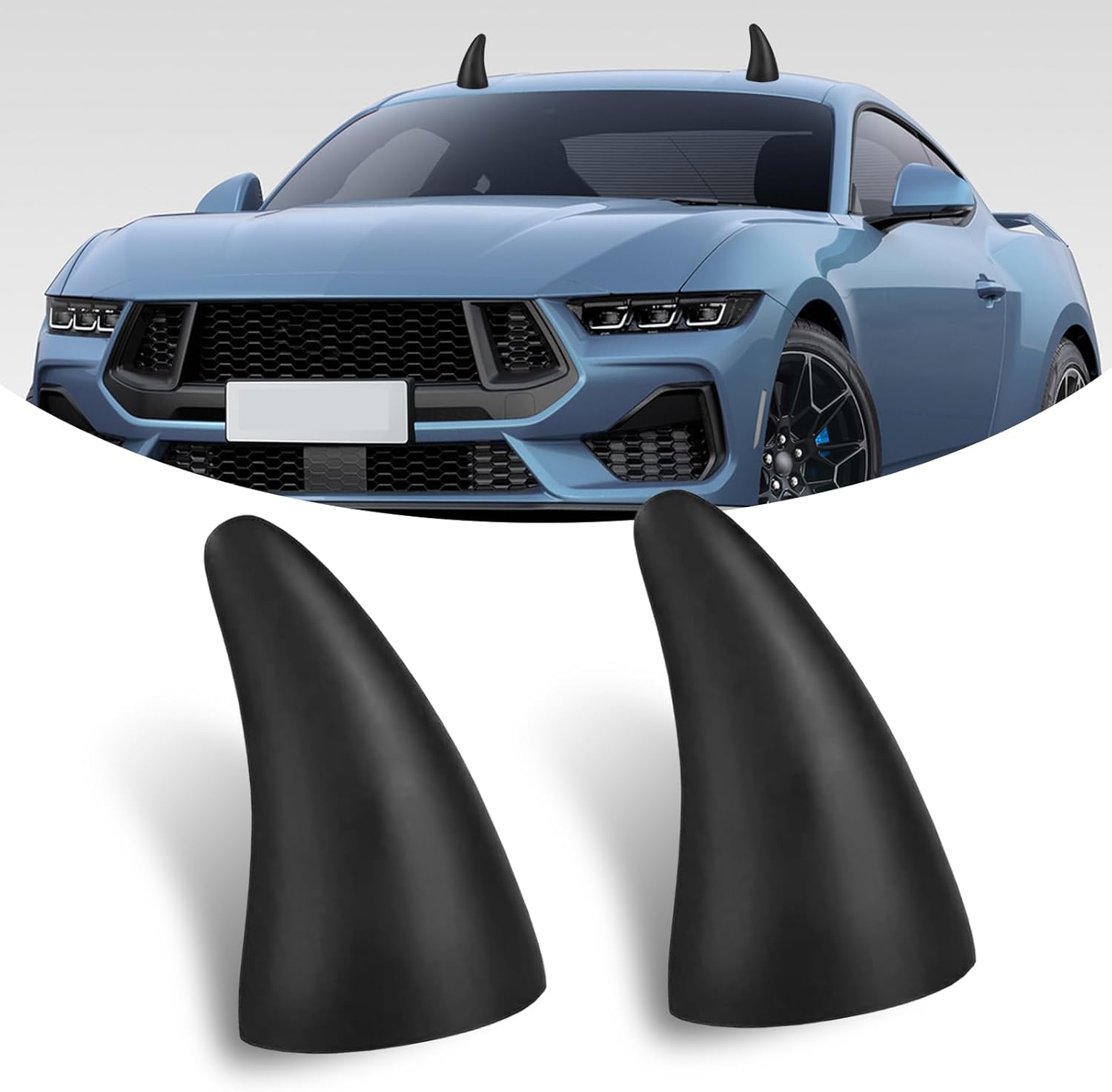 2 PCS Car Roof Decoration Parts, 3D Devil Horn Roof Decoration Parts, Cartoon Modified Decoration Parts, Universal for Most Cars (Black)-0