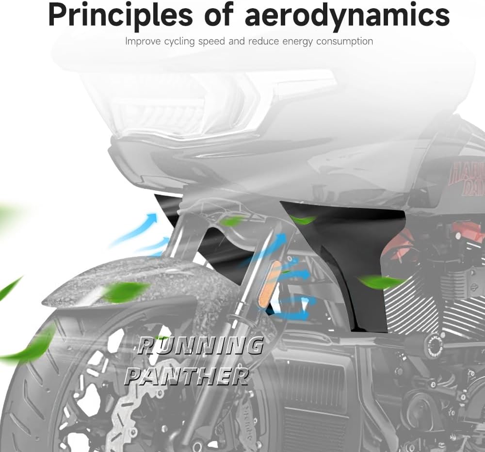 Side Fairing Panel Support Bracket Kits for Harley Touring CVO Road Glide ST FLTRXSTSE 2024 FLTRXSE 2023, Upgrade Unpainted/Bright Black Spoilers Cover-1
