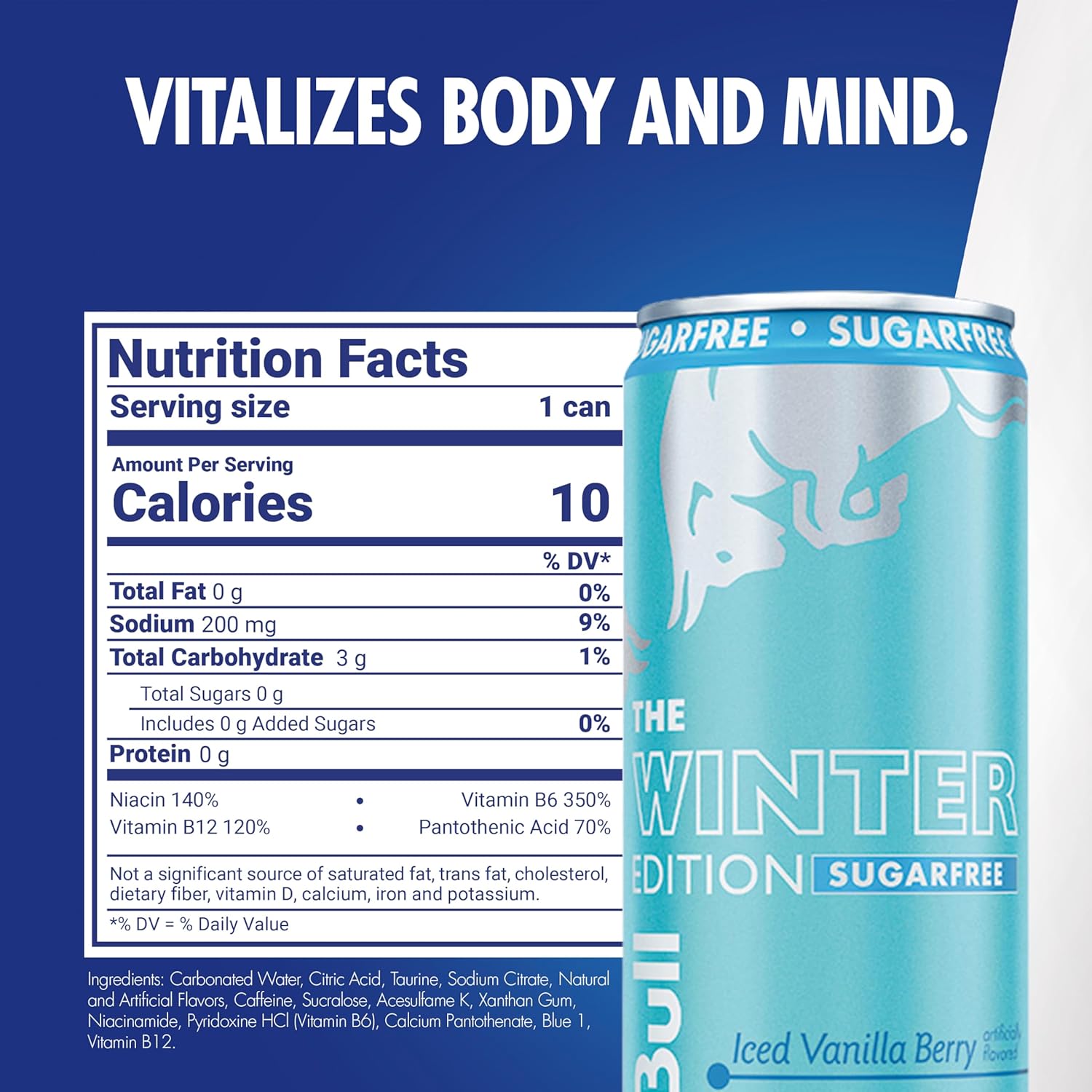 Red Bull Winter Edition Sugar Free Energy Drink, Iced Vanilla Berry, 12 fl.oz. can, Case of 24 cans, 114mg Caffeine, Taurine & B Vitamins-1